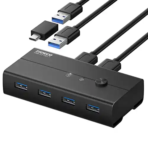 FIDECO USB 3.2 Gen 1 Switch für 2 PCs mit 4 USB-Ausgängen