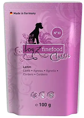 Nassfutter für Hunde getreidefrei von Dogz Finefood – Lamm, 12 x 100 g
