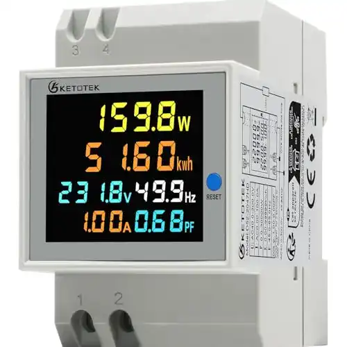 KETOTEK Digitaler Energiezähler 6in1 für Hutschienenmontage