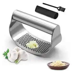 Knoblauchpresse Edelstahl Wippe 3er Set – Multifunktionale Küchenhilfe