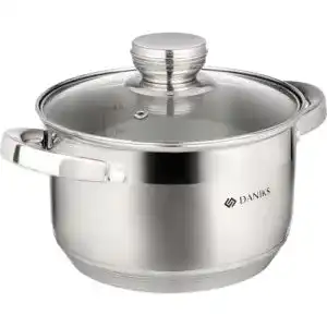 Daniks Kochtopf Edelstahl mit Glasdeckel für Induktion 18 cm Durchmesser
