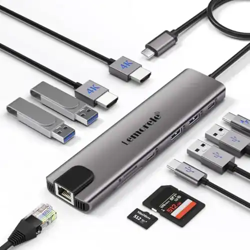 USB-C Hub mit HDMI und Gigabit Ethernet von Lemorele
