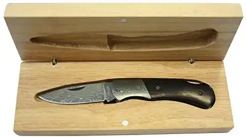 Damast Taschenmesser Haller für Erwachsene mit Ebenholzgriff