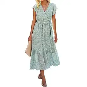 Sommerkleid Sevetat Damen Chiffon Boho Kleid mit Gürtel
