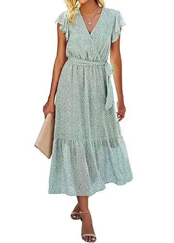 Sommerkleid Sevetat Damen Chiffon Boho Kleid mit Gürtel
