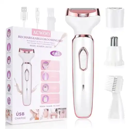 Damenrasierer ACWOO Elektrischer Rasierer für Frauen mit 4-in-1-Funktion