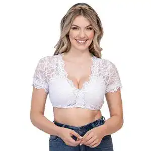 Dirndlbluse Schöneberger Trachten Couture aus Spitze mit kurzen Ärmeln