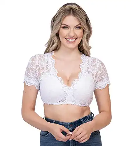 Dirndlbluse Schöneberger Trachten Couture aus Spitze mit kurzen Ärmeln