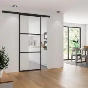Glastür Inova Glasschiebetür 880×2035 mm Komplettset Klarglas mit Alu Rahmen