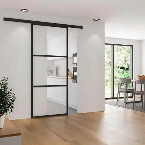 Glastür Inova Glasschiebetür 880×2035 mm Komplettset Klarglas mit Alu Rahmen