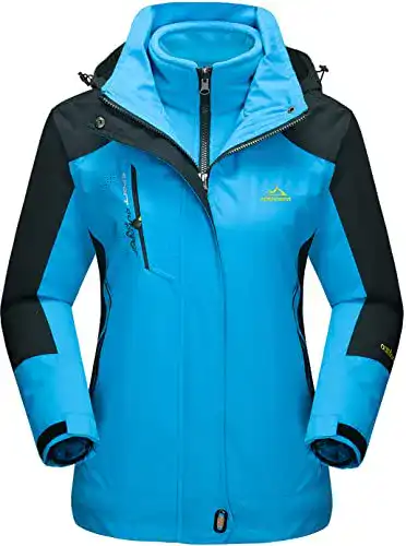 TACVASEN Damen 3-in-1 Skijacke Wasserdicht für Winter Outdoor