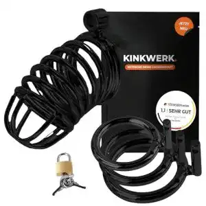 Peniskäfig Kinkwerk aus Edelstahl für Männer mit drei Ringgrößen
