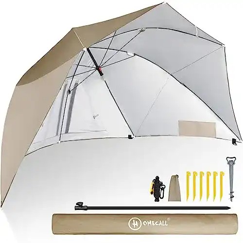 Windschutz Strand Homecall Strandschirm mit Fenster und UV-Schutz