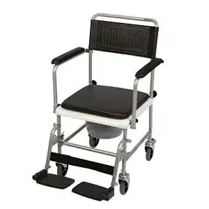 Fahrbarer Toilettenstuhl für Zuhause und Büro, pulverbeschichtet