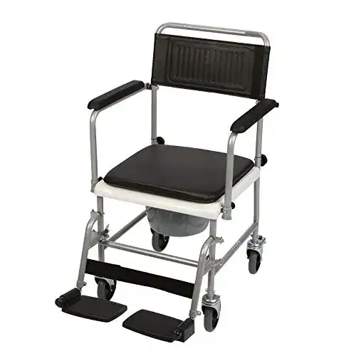 Fahrbarer Toilettenstuhl für Zuhause und Büro, pulverbeschichtet