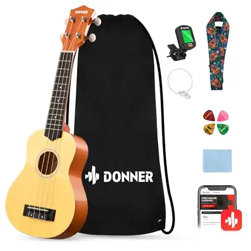 Ukulele Donner Sopran Kit 21 Zoll für Anfänger mit Nylon-Saiten