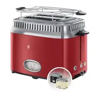 Russell Hobbs Retro-Toaster für 2 Scheiben Edelstahl mit Brötchenaufsatz