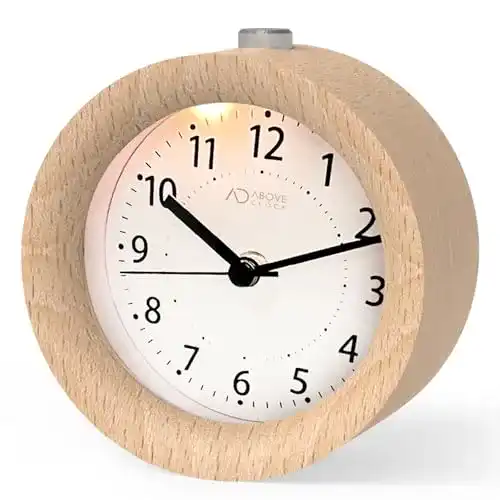 Analogwecker aboveClock aus Holz ohne Ticken