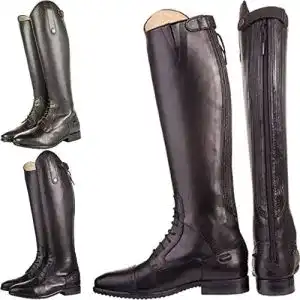 Lederreitstiefel Hkm 9217 Valencia Unisex Normal/Extra Weit Schwarz 38
