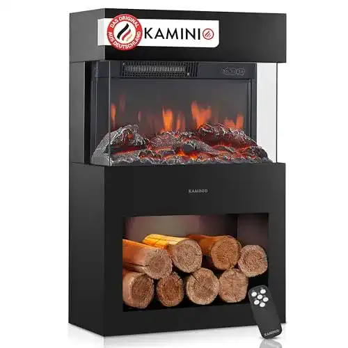 LED Kamin Kaminio Elektrokamin Henri mit Heizung und 3D-Flammeneffekt
