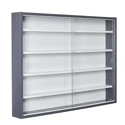 Schaukasten Inter Link – Sammlervitrine und Hängevitrine in Grau/Weiß