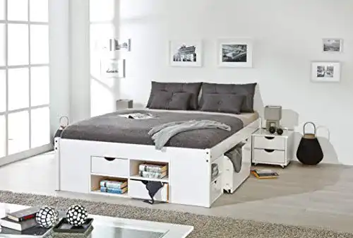 Stauraumbett 140×200 Inter Link mit Schubladen und Lattenrost