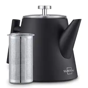 Edelstahl Teekanne Silberthal Thermo mit Siebeinsatz (1L)