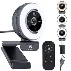 Webcam mit Ringlicht für Streaming und Zoom-Funktionen