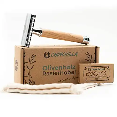 Rasierhobel für Frauen aus Olivenholz und Metall von Chinchilla