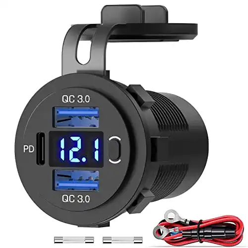 Motorrad USB Steckdose Qidoe 3USB 66W PD USB C Steckdose 12V