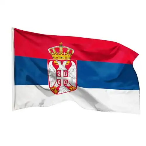 Serbische Flagge 90×150 cm von PHENO FLAGS mit Messing-Ösen
