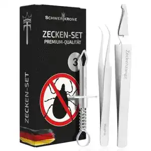 Zeckenset Schwertkrone mit rostfreier Edelstahl-Zeckenzange