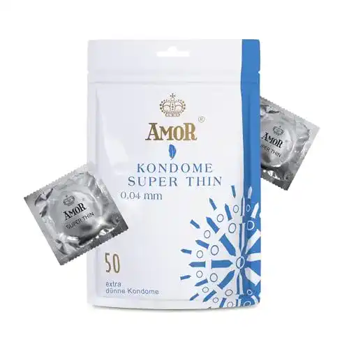 Amor Premium Super Thin Kondome, extra dünne Wanddicke, 50 Stück