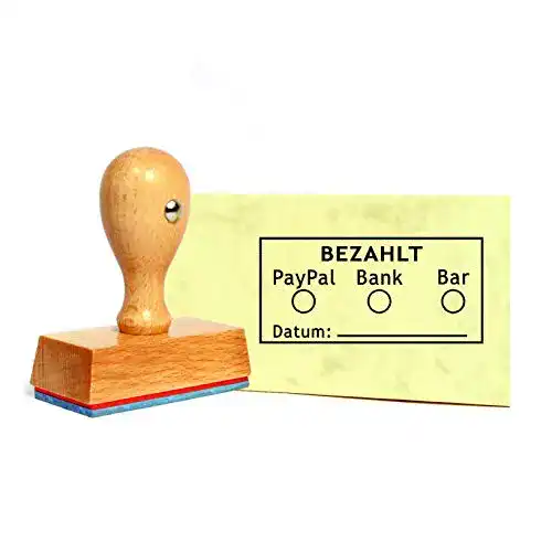 Holzstempel Dekolando Bezahlt zum Ankreuzen, 50 x 25 mm