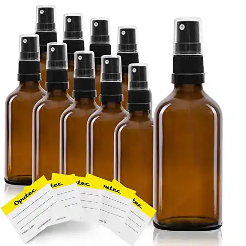 Sprühflasche 50ml Oputec – 10 Glasflaschen mit Zerstäuber und Etiketten