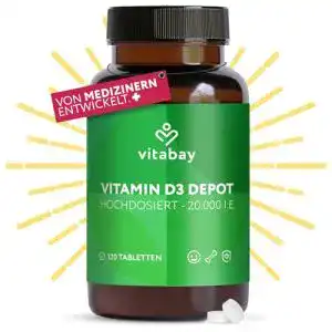 Vitamin D3 Tabletten von Vitabay, Depot 20.000 I.E.