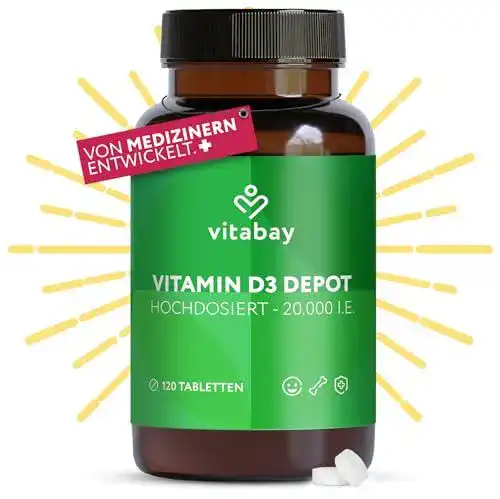 Vitamin D3 Tabletten von Vitabay, Depot 20.000 I.E.