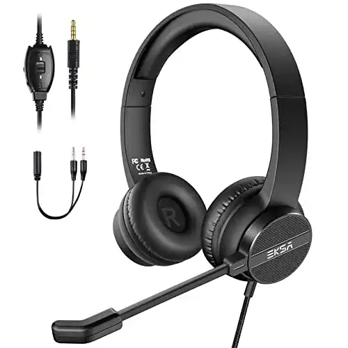 EKSA H12 PC Headset mit Mikrofon und 3,5 mm Anschluss für Büroanwendungen