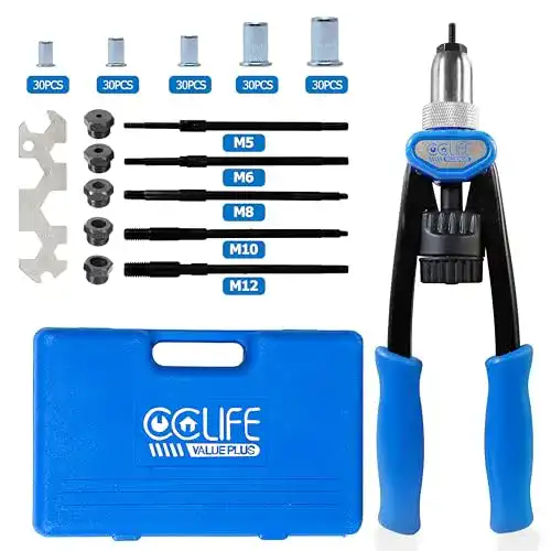 Nietmutternzange CCLIFE Profi Set mit 150 Gewinde-Nietmuttern