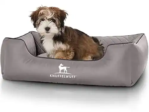 Hundebett aus Kunstleder von Knuffelwuff in Grau, 85 x 63 cm