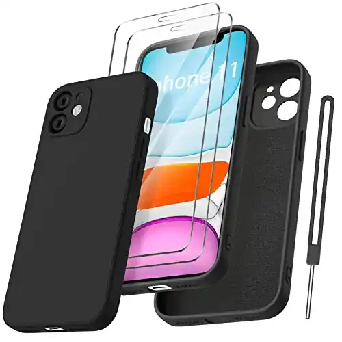 Qasyfanc Silikon Hülle für iPhone 11 mit Panzerfolie und Kameraschutz