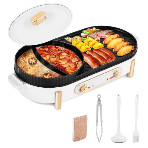 Yjingrui Elektrischer Hot Pot und Grill 2 in 1 mit 2200W Leistung