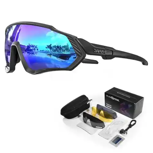Fahrradbrille für Brillenträger von KAPVOE mit 5 austauschbaren Gläsern