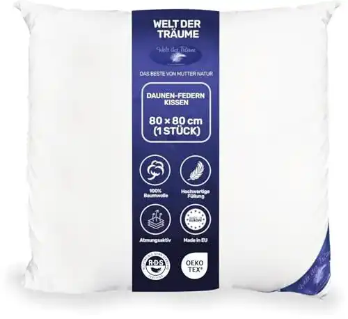 Daunenkissen 80×80 cm aus Naturmaterialien