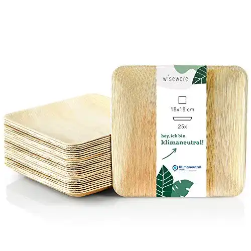 Palmblatt Teller von Wisefood Wiseware quadratisch 18 x 18 cm 25 Stück