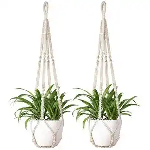 Makramee Blumenampel Mkouo Set aus 2 handgefertigten Pflanzenhaltern