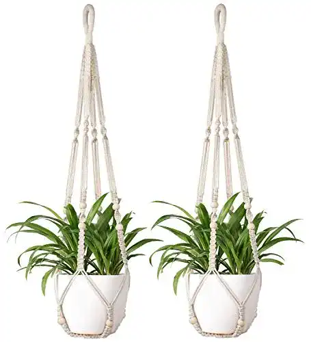 Makramee Blumenampel Mkouo Set aus 2 handgefertigten Pflanzenhaltern