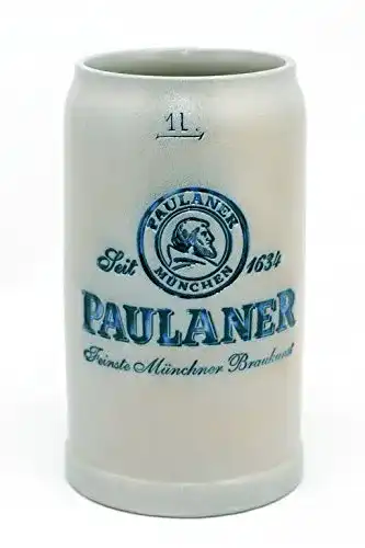 Steinkrug Paulaner salzglasiert 1,0 Liter – Bierkrug mit traditioneller Glasur