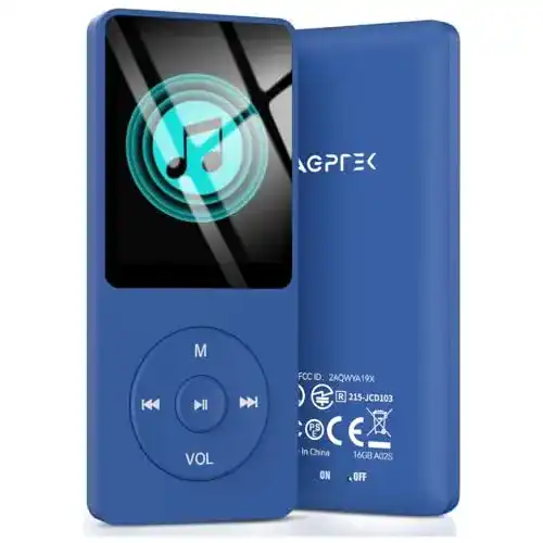 AGPTEK Bluetooth MP3 Player 8GB mit FM Radio und 70 Stunden Wiedergabe