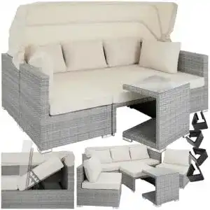 Rattan Sitzgruppe Sonneninsel von tectake Lounge Möbel Set für den Außenbereich